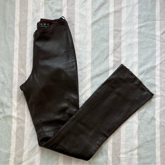 A. B. S. Allen Schwartz brown genuine leather pants size 4 - Picture 1 of 4